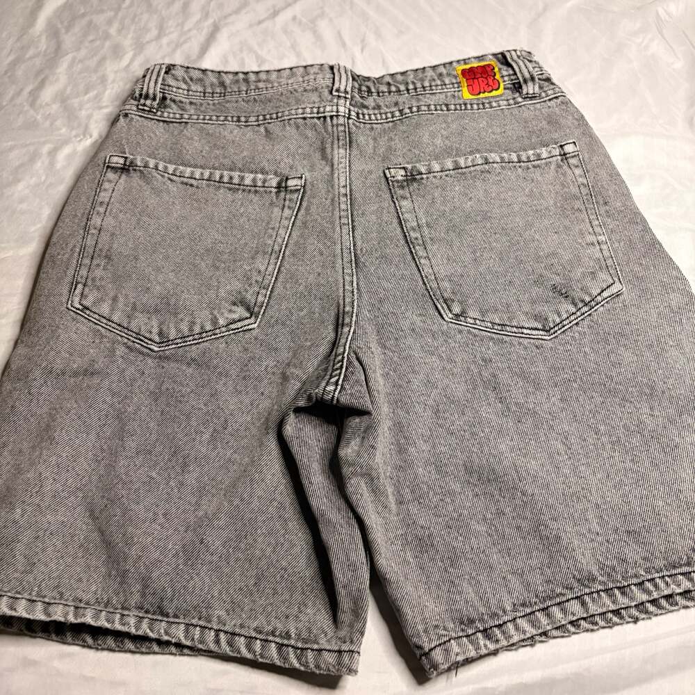 Empyre Loose Fit Grey Acid Wash Denim Jeans Shorts - Picture 10 of 13
